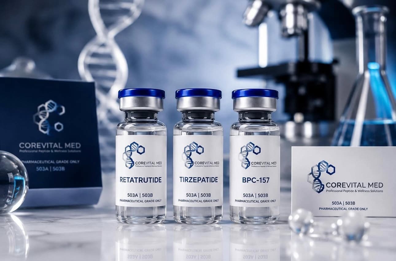 CoreVital Med — pharmaceutical-grade peptides and GLP-1 vials